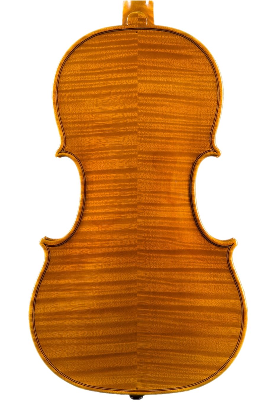 Fondo in acero marezzato di un violino fatto a mano