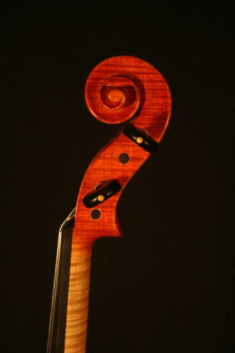 Handmade violin by Gregorio Martini, Opus 05 — scroll